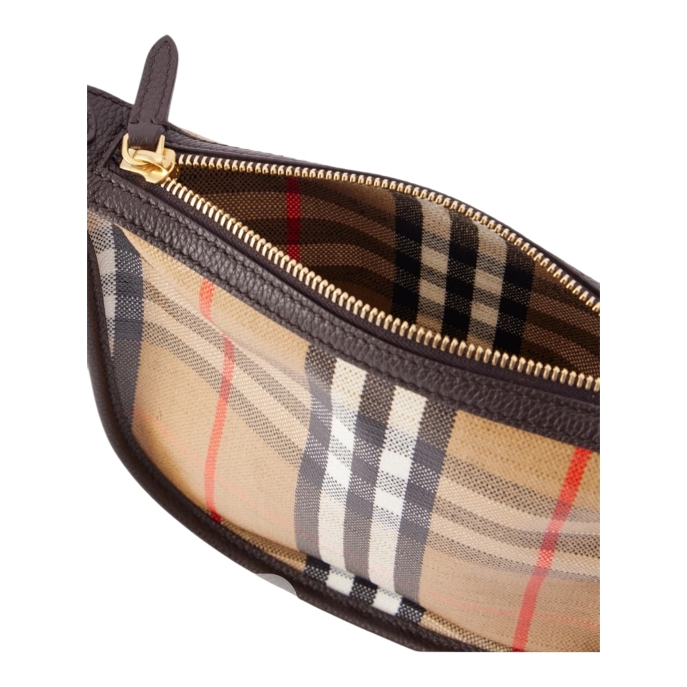BURBERRY Leather trimmed  coated canvas shoulder bag Sand Color - Picture 3 of 16
